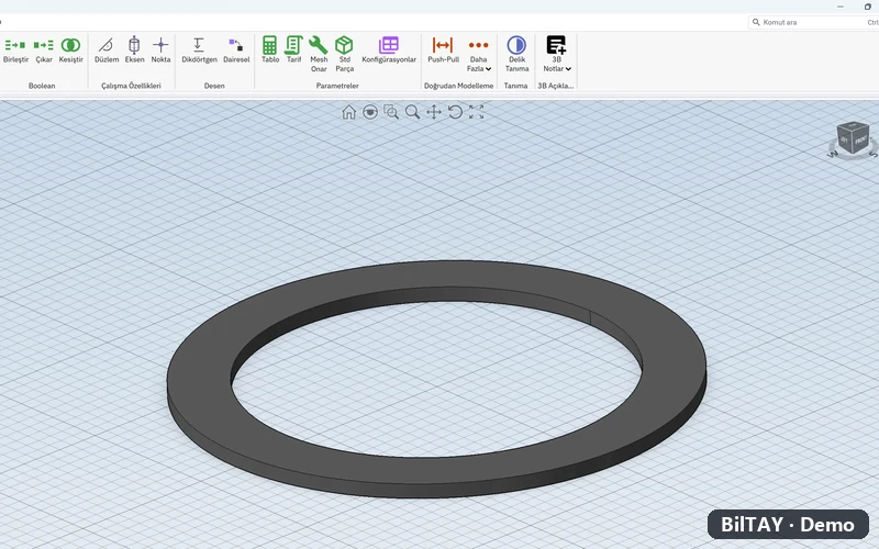 İMGE CAD parça tasarımı ekranı: yay pulu modeli
